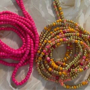 Vibrant Pink and Gold waist bead Set